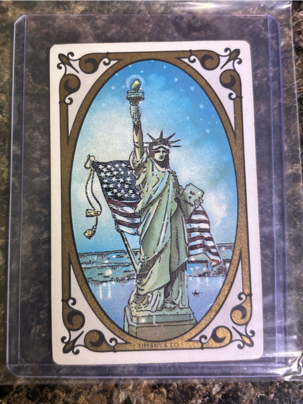 Tiffany and Co. Statue of Liberty Collectible Trading Card - Blue & Gold Artwork